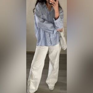 Pima pen point Oxford Classic Blue and White Striped  Shirt